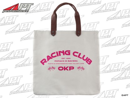 Shopper bag OKP Racing Club off white / hot pink