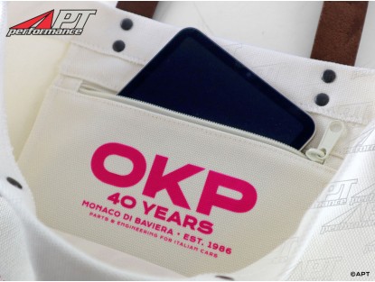 Shopper bag OKP Racing Club off white / hot pink