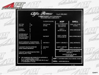 Sticker lubricant manual 105 models in engine hood