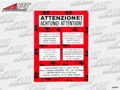 Sticker Alfa Romeo Genuine parts 95mm x 124mm