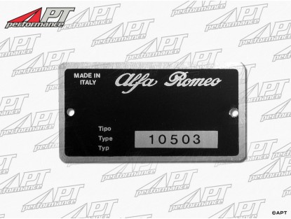 Type label Alfa Romeo 105.03 Duetto Spider 1600