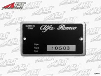 Type label Alfa Romeo 105.03 Duetto Spider 1600