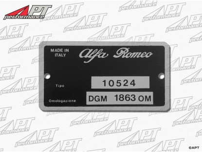 Type label Alfa Romeo 105.24 Spider Veloce 2000