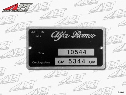 Type label Alfa Romeo 105.44 GTV Bertone 1750