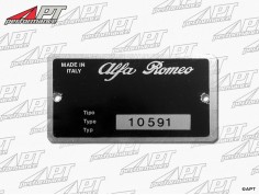 Type label Alfa Romeo 105.91 Spider Junior 1300