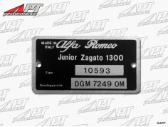 Type label Alfa Romeo 105.93 Junior Zagato 1300