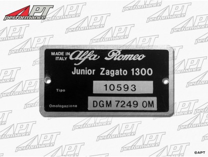 Type label Alfa Romeo 105.93 Junior Zagato 1300