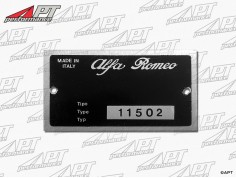 Type label Alfa Romeo 115.02 Spider Veloce 2000 USA