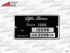 Type label Alfa Romeo 105.06 Giulia 1300