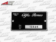 Type label Alfa Romeo 105.26 Giulia Super 1600