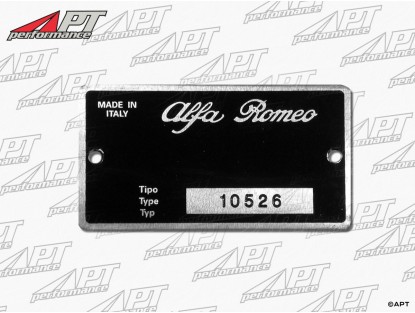 Type label Alfa Romeo 105.26 Giulia Super 1600