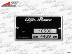 Type label Alfa Romeo 105.39 Giulia TI 1300