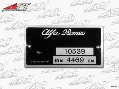 Type label Alfa Romeo 105.39 Giulia TI 1300