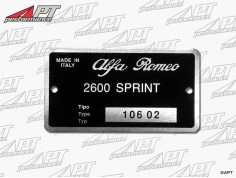 Type label Alfa Romeo 106.02 2600 Sprint