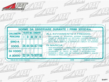 Windscreen sticker engine break-in instructions 1300cc