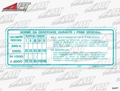 Windscreen sticker engine break-in instructions 1600cc