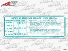 Windscreen sticker break-in instructions 1750cc - 2000cc
