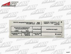 Sticker lubricant manual models windscreen 2000 - 2600