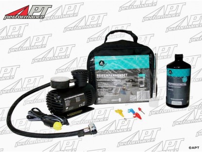 Tire repair set with electric 12V compressor