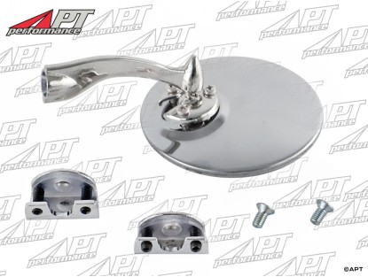 Universal round chrome exterior mirror with clamp mount