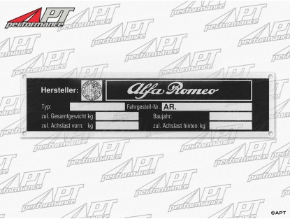 Blank type label Alfa Romeo (engine compartment)